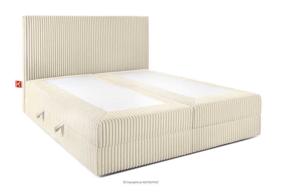 STRIX PRO Boxspringbett hart 160 cm Doppelmatratze + Visco-Topper Cordstoff beige beige - Foto 3