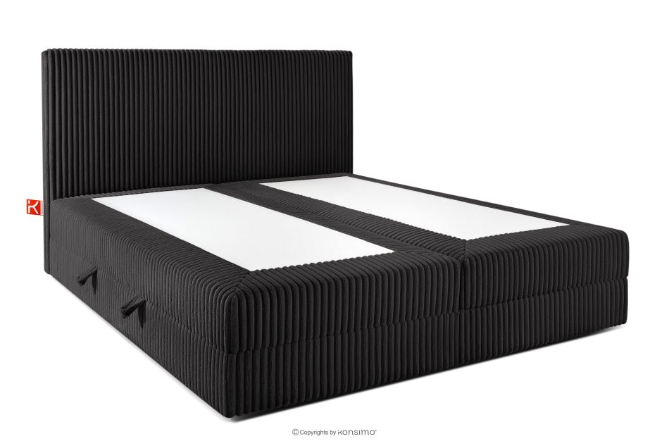 STRIX PRO Boxspringbett mittelhart 180 cm Doppelmatratze + HR-Topper Cordstoff schwarz schwarz - Foto 3