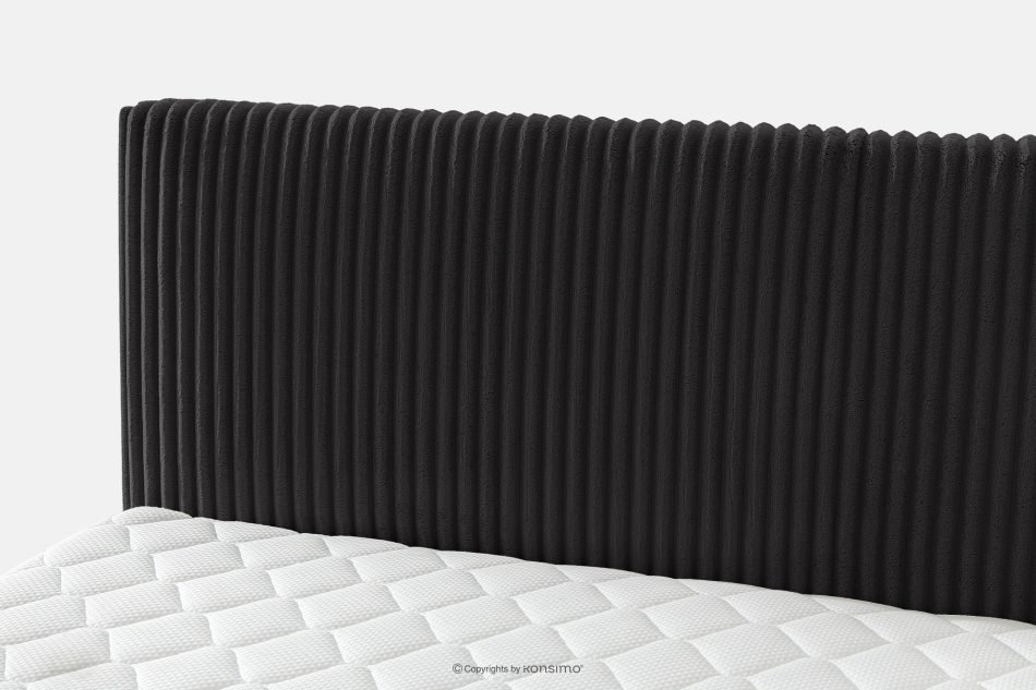 STRIX PRO Boxspringbett mittelhart 180 cm Doppelmatratze + HR-Topper Cordstoff schwarz schwarz - Foto 9