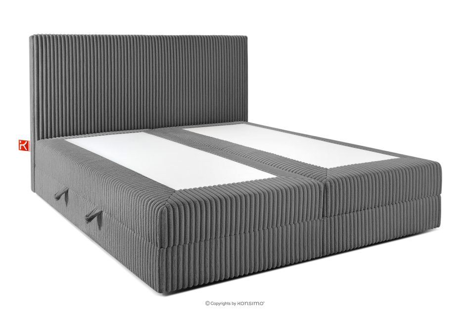 STRIX PRO Boxspringbett mittelhart 180 cm Doppelmatratze + HR-Topper Cordstoff in Grau grau - Foto 3