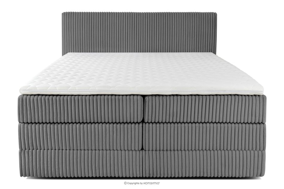 STRIX PRO Boxspringbett mittelhart 180 cm Doppelmatratze + HR-Topper Cordstoff in Grau grau - Foto 4