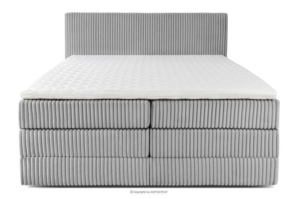 STRIX PRO Boxspringbett mittelhart 180 cm Doppelmatratze + HR-Topper Cordstoff in Hellgrau hellgrau - Foto 4