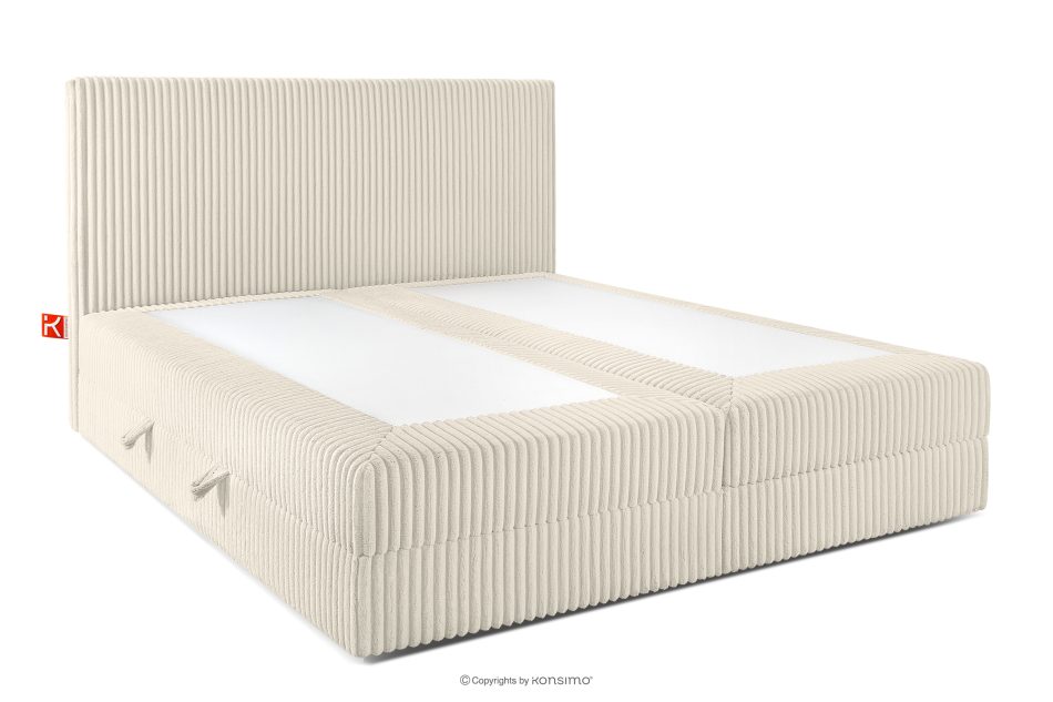 STRIX PRO Boxspringbett mittelhart 180 cm Doppelmatratze + HR-Topper Cordstoff weiß/ecru weiß/ecru - Foto 3