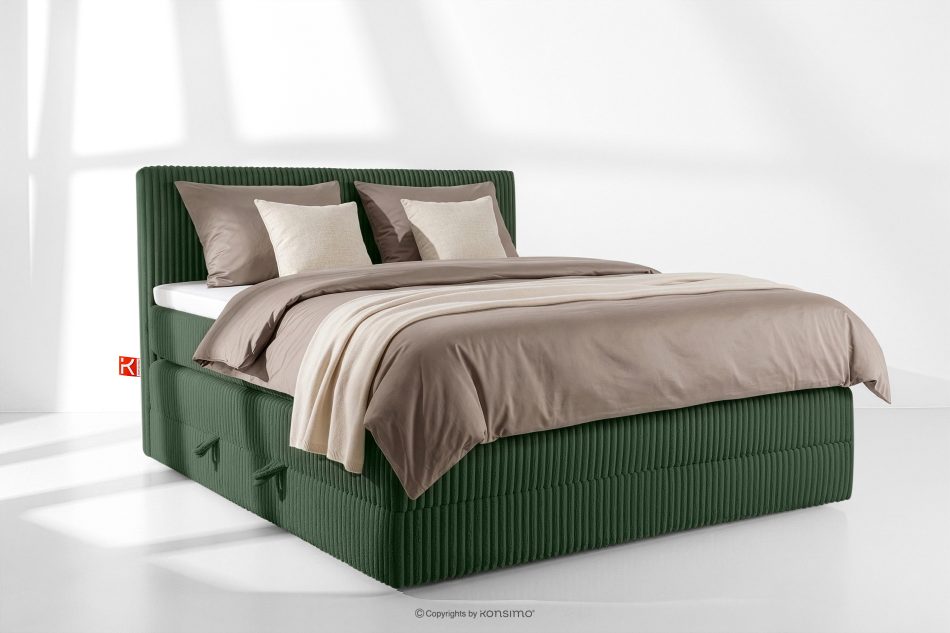 STRIX PRO Boxspringbett mittelhart 180 cm Doppelmatratze + HR-Topper Cordstoff in Dunkelgrün dunkelgrün - Foto 1