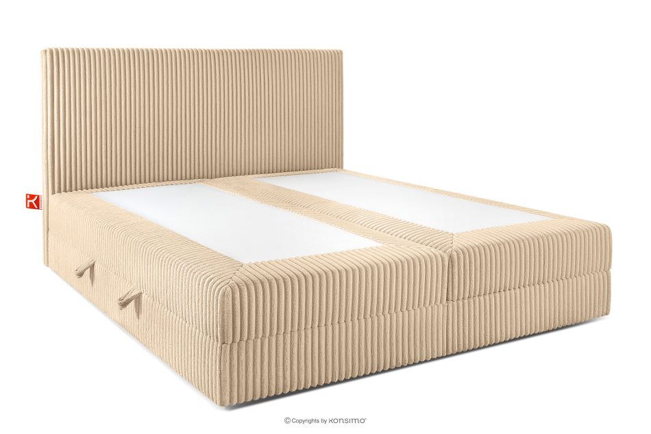 STRIX PRO Boxspringbett mittelhart 180 cm Doppelmatratze + HR-Topper Cordstoff sandfarben sandfarben - Foto 3