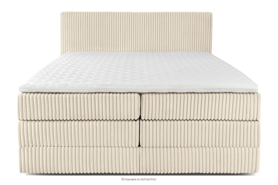 STRIX PRO Boxspringbett mittelhart 180 cm Doppelmatratze + HR-Topper Cordstoff beige beige - Foto 4