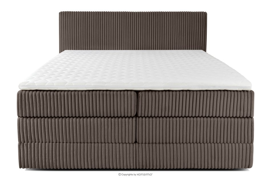 STRIX PRO Boxspringbett mittelhart 180 cm Doppelmatratze + HR-Topper Cordstoff in Braun braun - Foto 4