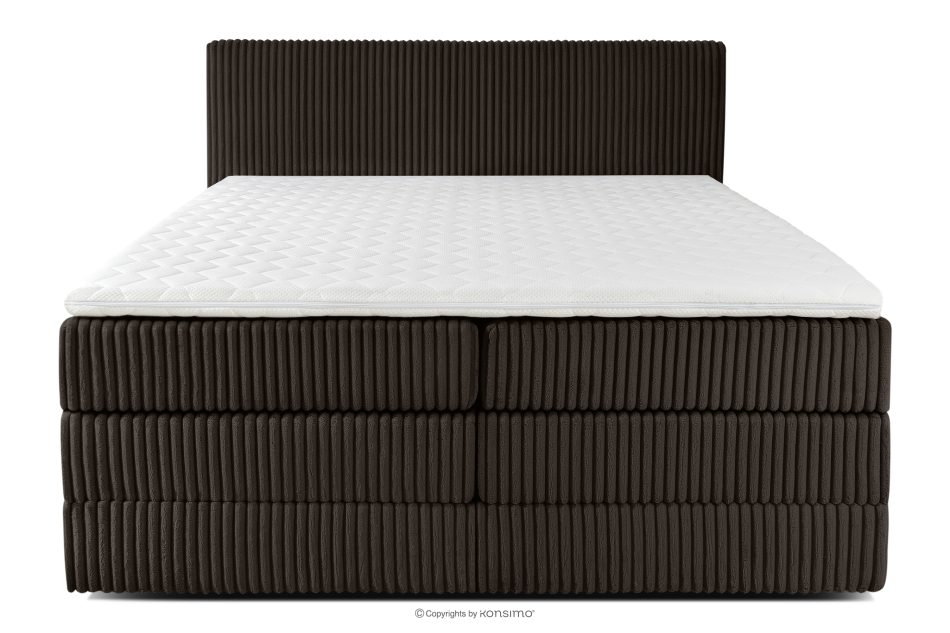 STRIX PRO Boxspringbett mittelhart 180 cm Doppelmatratze + HR-Topper Cordstoff in Dunkelbraun dunkelbraun - Foto 4