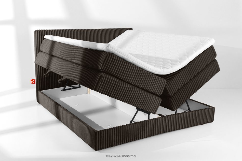 STRIX PRO Boxspringbett mittelhart 180 cm Doppelmatratze + HR-Topper Cordstoff in Dunkelbraun dunkelbraun - Foto 7