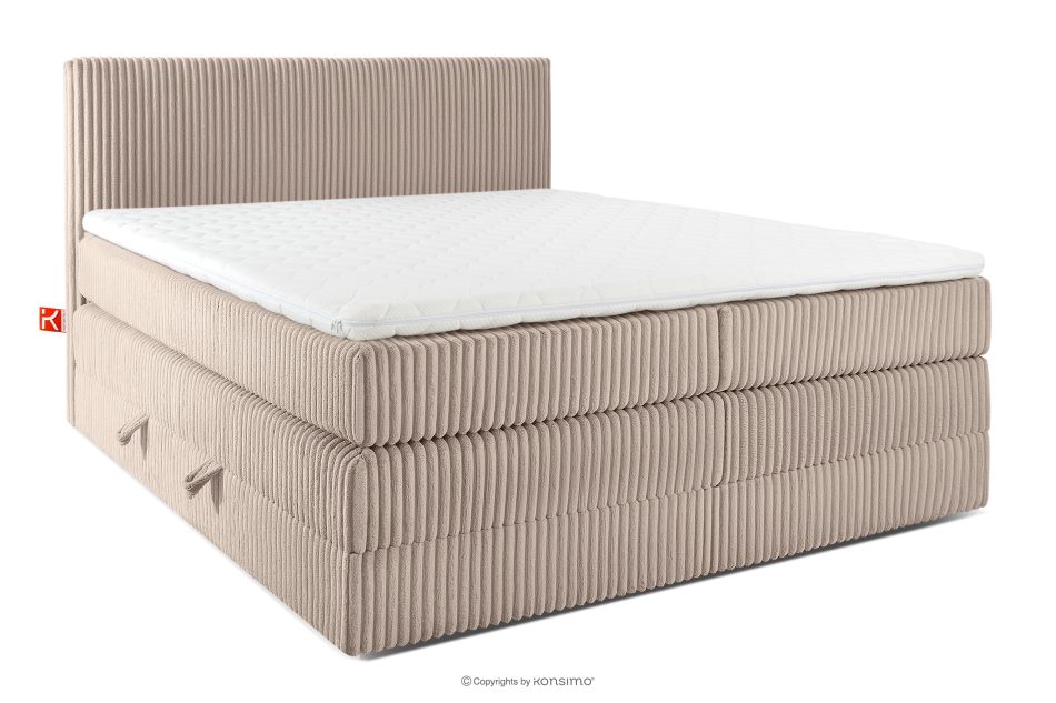 STRIX PRO Boxspringbett mittelhart 180 cm Doppelmatratze + HR-Topper Cordstoff in Taupe taupe - Foto 0