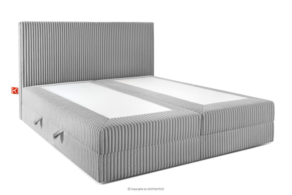 STRIX PRO Boxspringbett mittelhart 180 cm Doppelmatratze + Visco-Topper Cordstoff hellgrau hellgrau - Foto 3