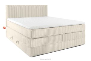 STRIX PRO, https://konsimo.de/kollektion/strix-pro/ Boxspringbett mittelhart 180 cm Doppelmatratze + Visco-Topper Cordstoff weiß/ecru weiß/ecru - Foto