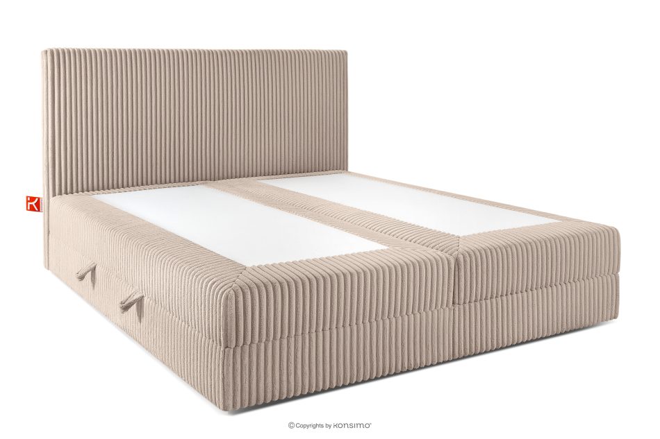 STRIX PRO Boxspringbett mittelhart 180 cm Doppelmatratze + Visco-Topper Cordstoff taupe taupe - Foto 3