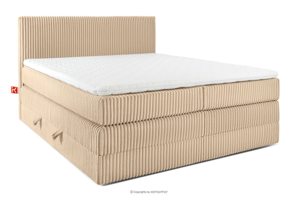 STRIX PRO Boxspringbett hart 180 cm Doppelmatratze + HR-Topper Cordstoff sandfarben sandfarben - Foto 0