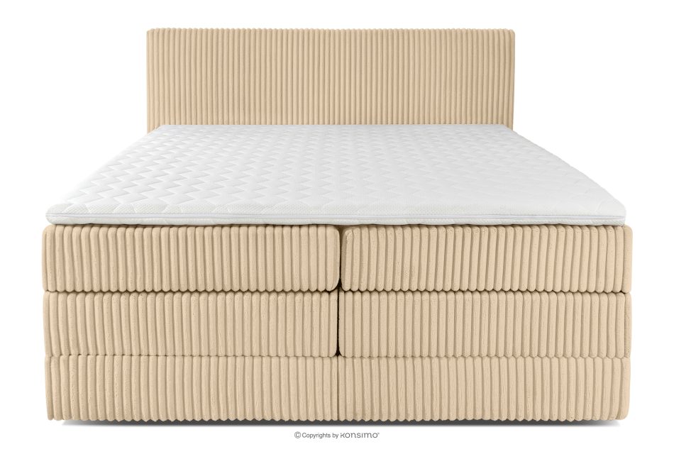 STRIX PRO Boxspringbett hart 180 cm Doppelmatratze + HR-Topper Cordstoff sandfarben sandfarben - Foto 4