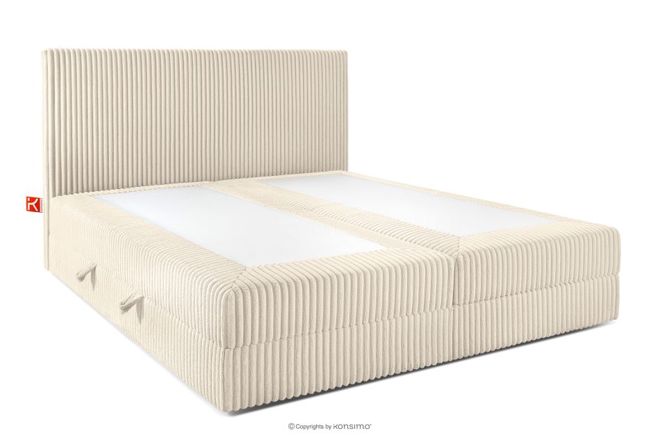 STRIX PRO Boxspringbett hart 180 cm Doppelmatratze + HR-Topper Cordstoff beige beige - Foto 3