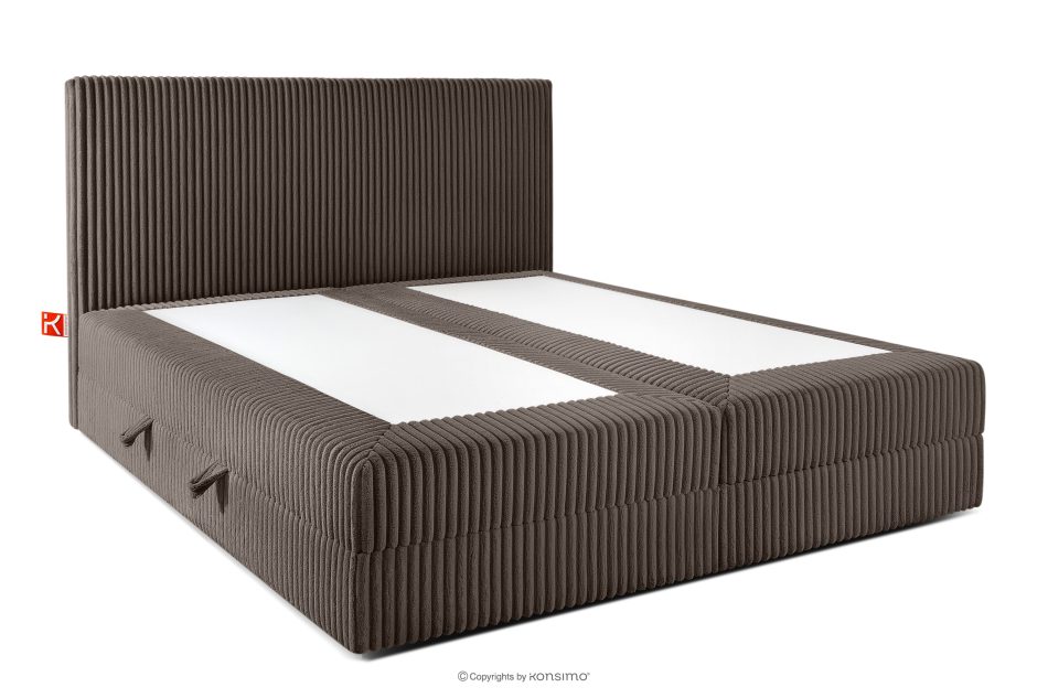 STRIX PRO Boxspringbett hart 180 cm Doppelmatratze + HR-Topper Cordstoff braun braun - Foto 3