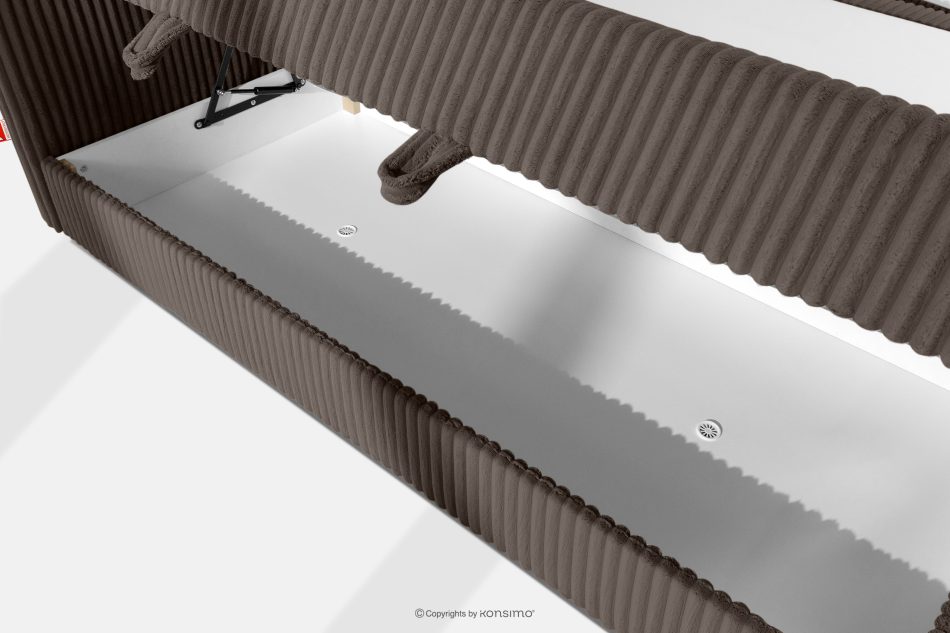 STRIX PRO Boxspringbett hart 180 cm Doppelmatratze + HR-Topper Cordstoff braun braun - Foto 12