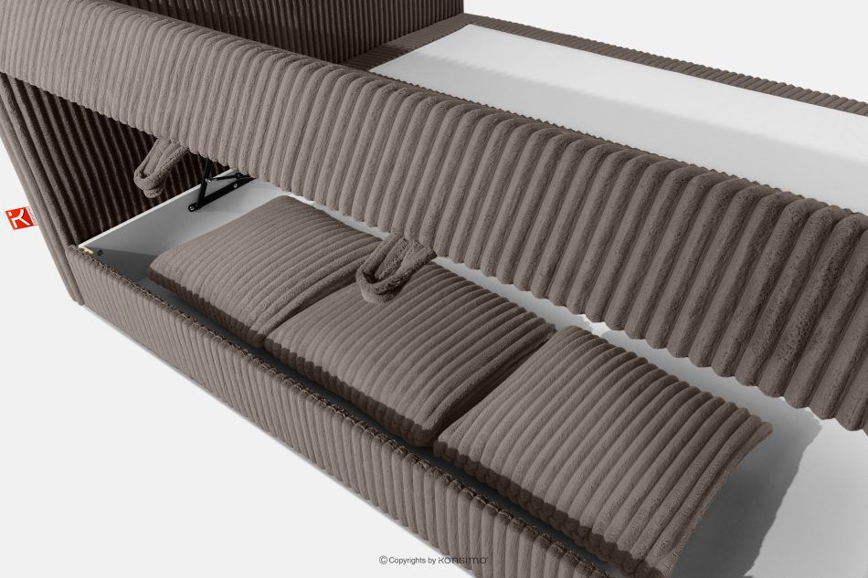 STRIX PRO Boxspringbett hart 180 cm Doppelmatratze + HR-Topper Cordstoff braun braun - Foto 13