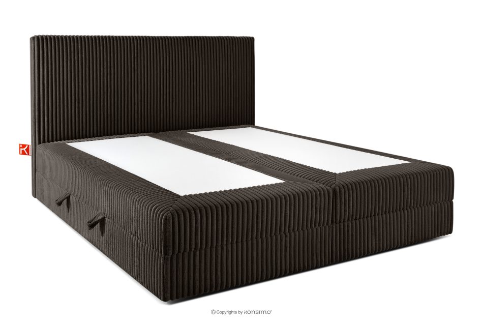 STRIX PRO Boxspringbett hart 180 cm Doppelmatratze + HR-Topper aus dunkelbraunem Cordstoff dunkelbraun - Foto 3