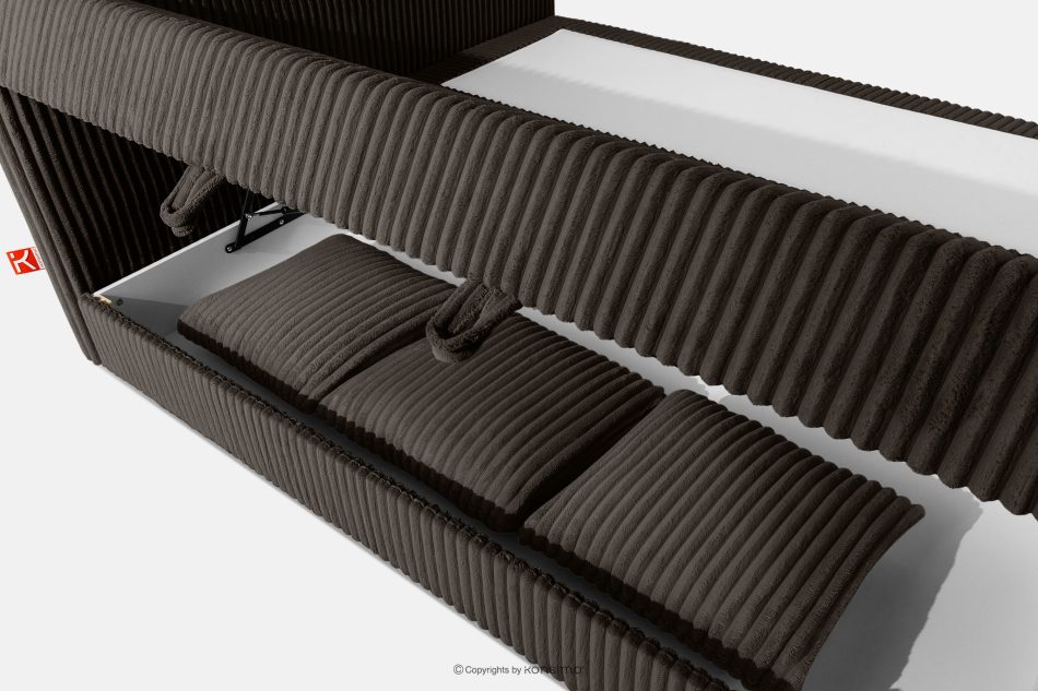 STRIX PRO Boxspringbett hart 180 cm Doppelmatratze + HR-Topper aus dunkelbraunem Cordstoff dunkelbraun - Foto 13