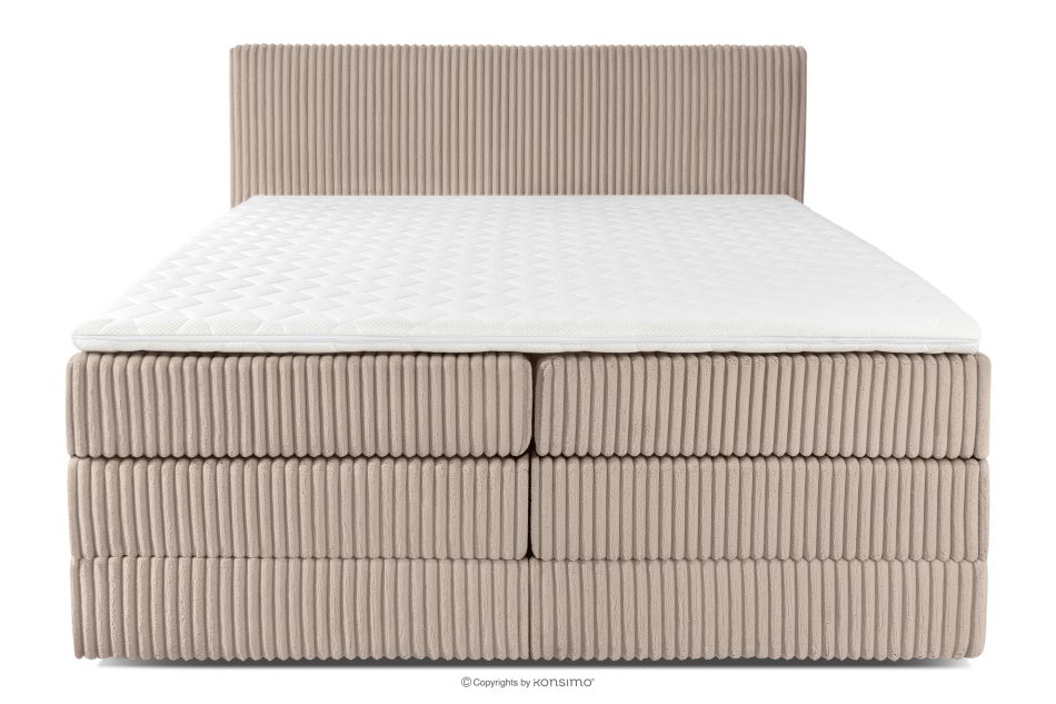 STRIX PRO Boxspringbett hart 180 cm Doppelmatratze + HR-Topper Cordstoff taupe taupe - Foto 4