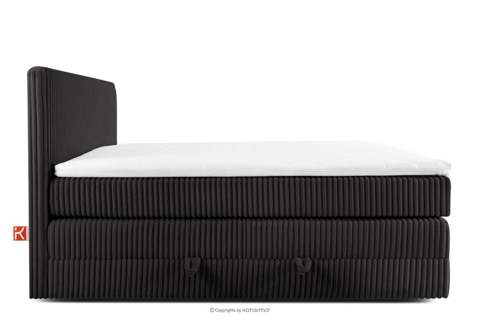 STRIX PRO Boxspringbett hart 180 cm Doppelmatratze + Visco-Topper Cordstoff schwarz schwarz - Foto 5