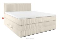 Boxspringbett hart 180 cm Doppelmatratze + Visco-Topper Cordstoff weiß/ecru