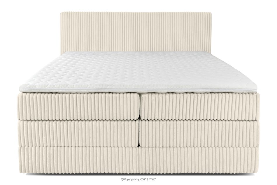 STRIX PRO Boxspringbett hart 180 cm Doppelmatratze + Visco-Topper Cordstoff weiß/ecru weiß/ecru - Foto 4