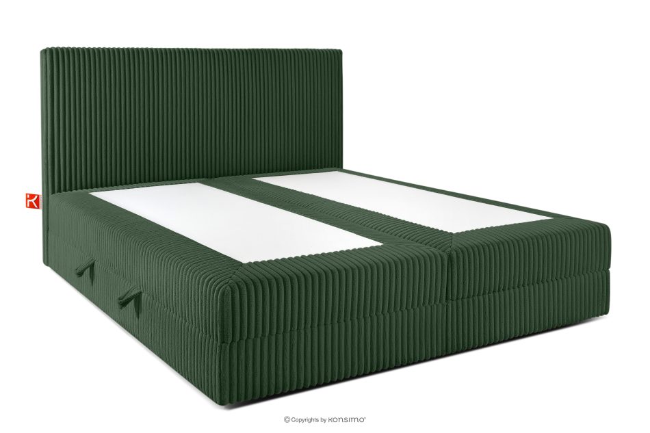 STRIX PRO Boxspringbett hart 180 cm Doppelmatratze + Visco-Topper Cordstoff dunkelgrün dunkelgrün - Foto 3