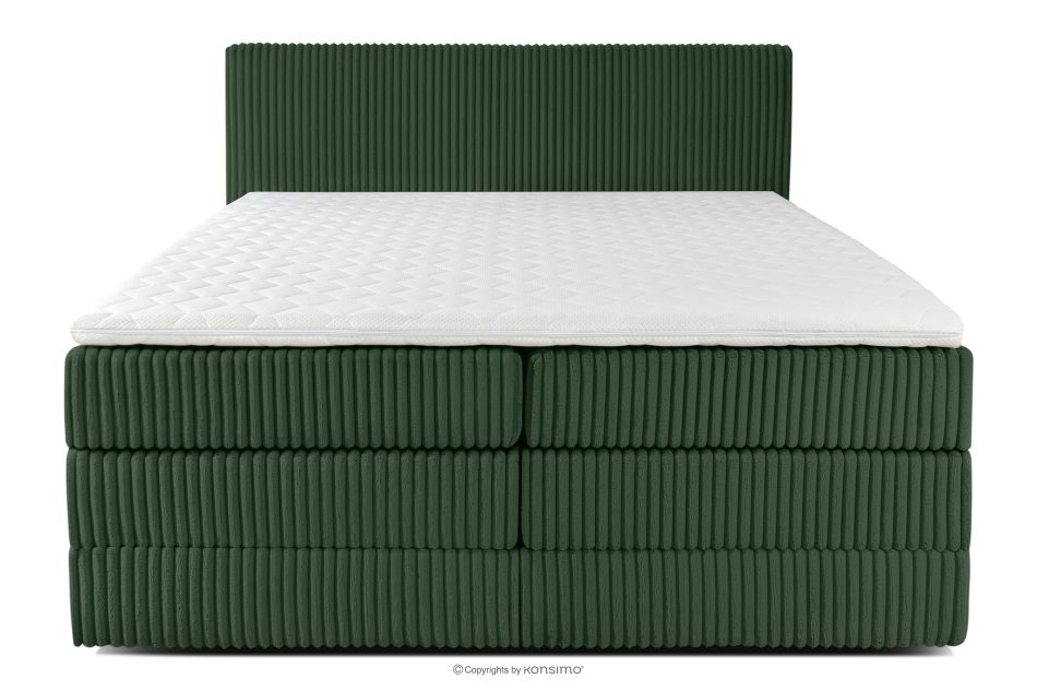 STRIX PRO Boxspringbett hart 180 cm Doppelmatratze + Visco-Topper Cordstoff dunkelgrün dunkelgrün - Foto 4