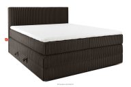 Boxspringbett hart 180 cm Doppelmatratze + Visco-Topper Cordstoff dunkelbraun