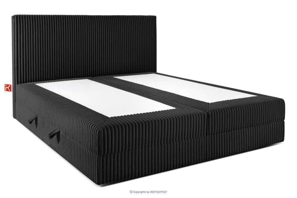 STRIX PRO Boxspringbett mittelhart 200 cm Doppelmatratze + HR-Topper Cordstoff schwarz schwarz - Foto 3
