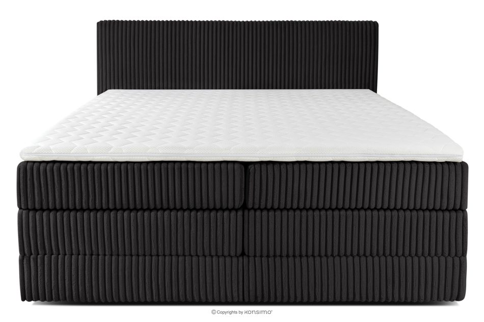 STRIX PRO Boxspringbett mittelhart 200 cm Doppelmatratze + HR-Topper Cordstoff schwarz schwarz - Foto 4