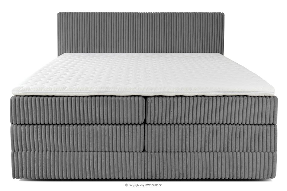 STRIX PRO Boxspringbett mittelhart 200 cm Doppelmatratze + HR-Topper Cordstoff grau grau - Foto 4