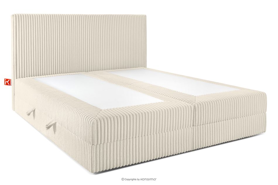 STRIX PRO Boxspringbett mittelhart 200 cm Doppelmatratze + HR-Topper Cordstoff weiß/ecru weiß/ecru - Foto 3