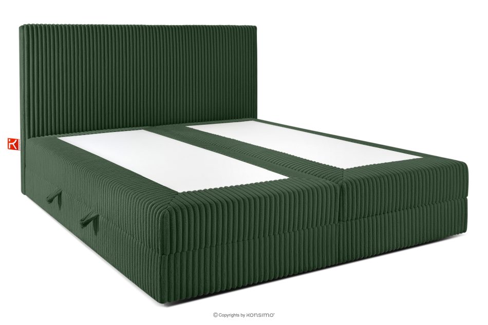 STRIX PRO Boxspringbett mittelhart 200 cm Doppelmatratze + HR-Topper Cordstoff dunkelgrün dunkelgrün - Foto 3
