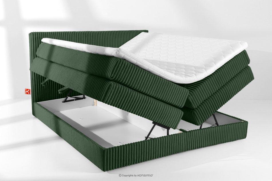 STRIX PRO Boxspringbett mittelhart 200 cm Doppelmatratze + HR-Topper Cordstoff dunkelgrün dunkelgrün - Foto 7