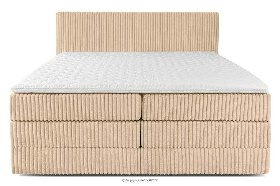 STRIX PRO Boxspringbett mittelhart 200 cm Doppelmatratze + HR-Topper Cordstoff sandfarben sandfarben - Foto 4