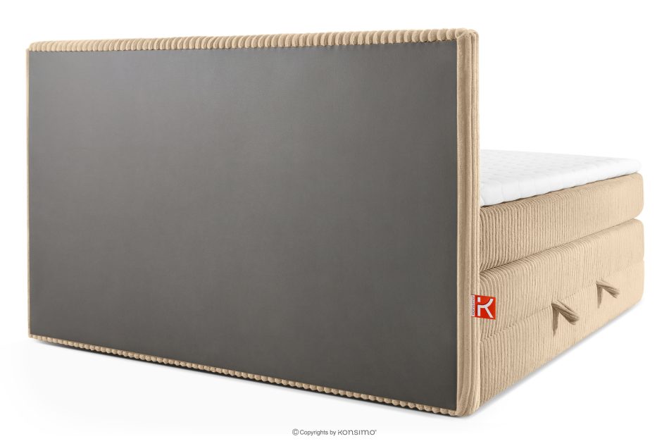STRIX PRO Boxspringbett mittelhart 200 cm Doppelmatratze + HR-Topper Cordstoff sandfarben sandfarben - Foto 6
