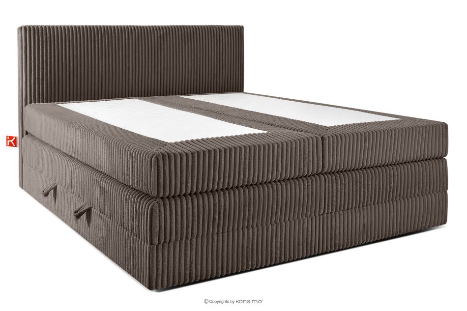 STRIX PRO Boxspringbett mittelhart 200 cm Doppelmatratze + HR-Topper Cordstoff in Braun braun - Foto 2