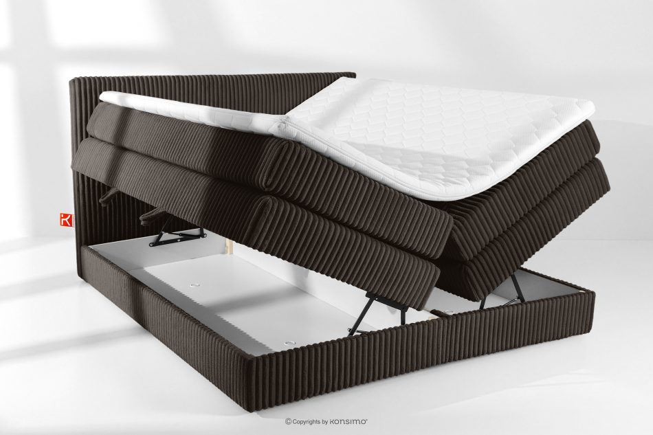 STRIX PRO Boxspringbett mittelhart 200 cm Doppelmatratze + HR-Topper Cordstoff in Dunkelbraun dunkelbraun - Foto 7