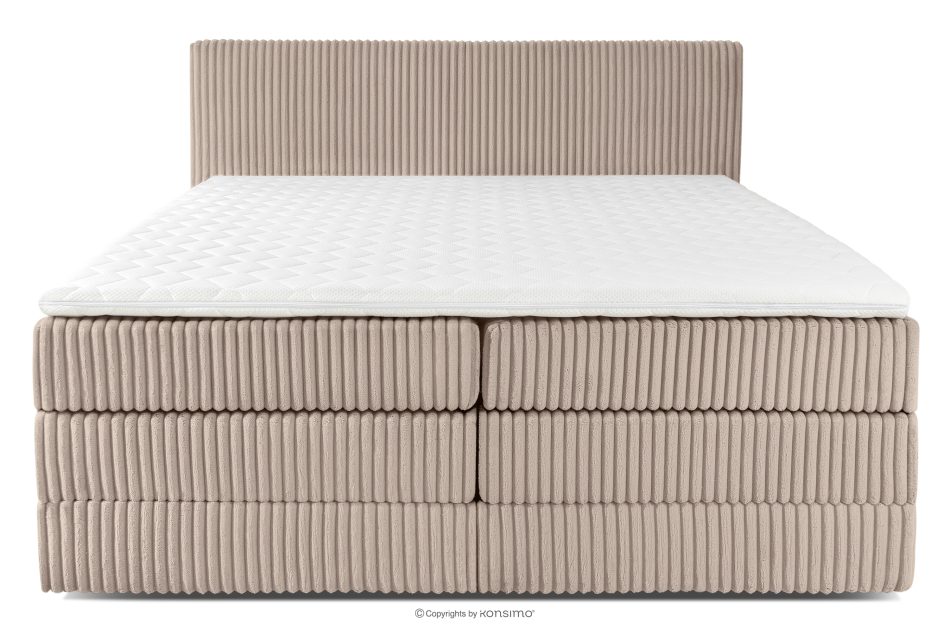 STRIX PRO Boxspringbett mittelhart 200 cm Doppelmatratze + HR-Topper Cordstoff in Taupe taupe - Foto 4