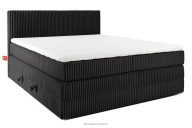 Boxspringbett mittelhart 200 cm Doppelmatratze + Visco-Topper Cordstoff schwarz