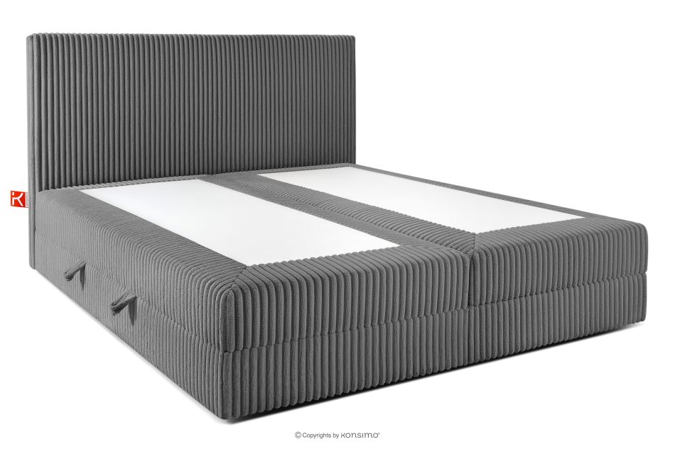 STRIX PRO Boxspringbett mittelhart 200 cm Doppelmatratze + Visco-Topper Cordstoff grau grau - Foto 3