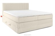 Boxspringbett mittelhart 200 cm Doppelmatratze + Visco-Topper Cordstoff weiß/ecru