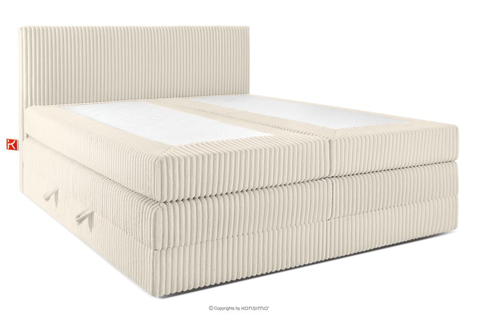 STRIX PRO Boxspringbett mittelhart 200 cm Doppelmatratze + Visco-Topper Cordstoff weiß/ecru weiß/ecru - Foto 2