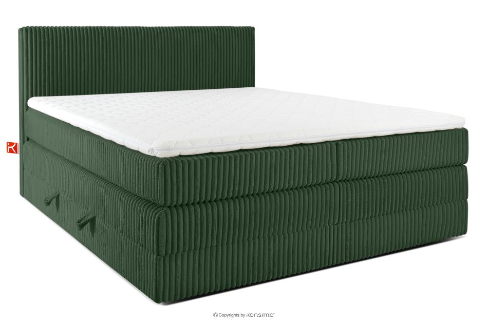 STRIX PRO Boxspringbett mittelhart 200 cm Doppelmatratze + Visco-Topper Cordstoff in Dunkelgrün dunkelgrün - Foto 0
