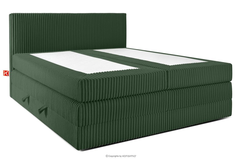 STRIX PRO Boxspringbett mittelhart 200 cm Doppelmatratze + Visco-Topper Cordstoff in Dunkelgrün dunkelgrün - Foto 2