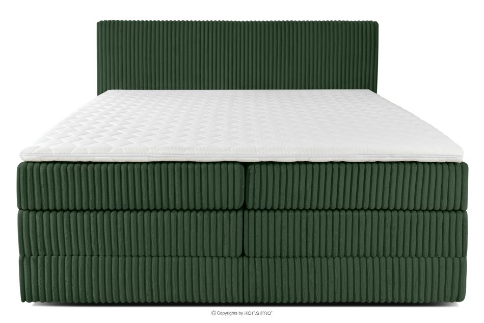 STRIX PRO Boxspringbett mittelhart 200 cm Doppelmatratze + Visco-Topper Cordstoff in Dunkelgrün dunkelgrün - Foto 4